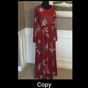 Long Sleeved Floral Maxi Dress - Size S/M